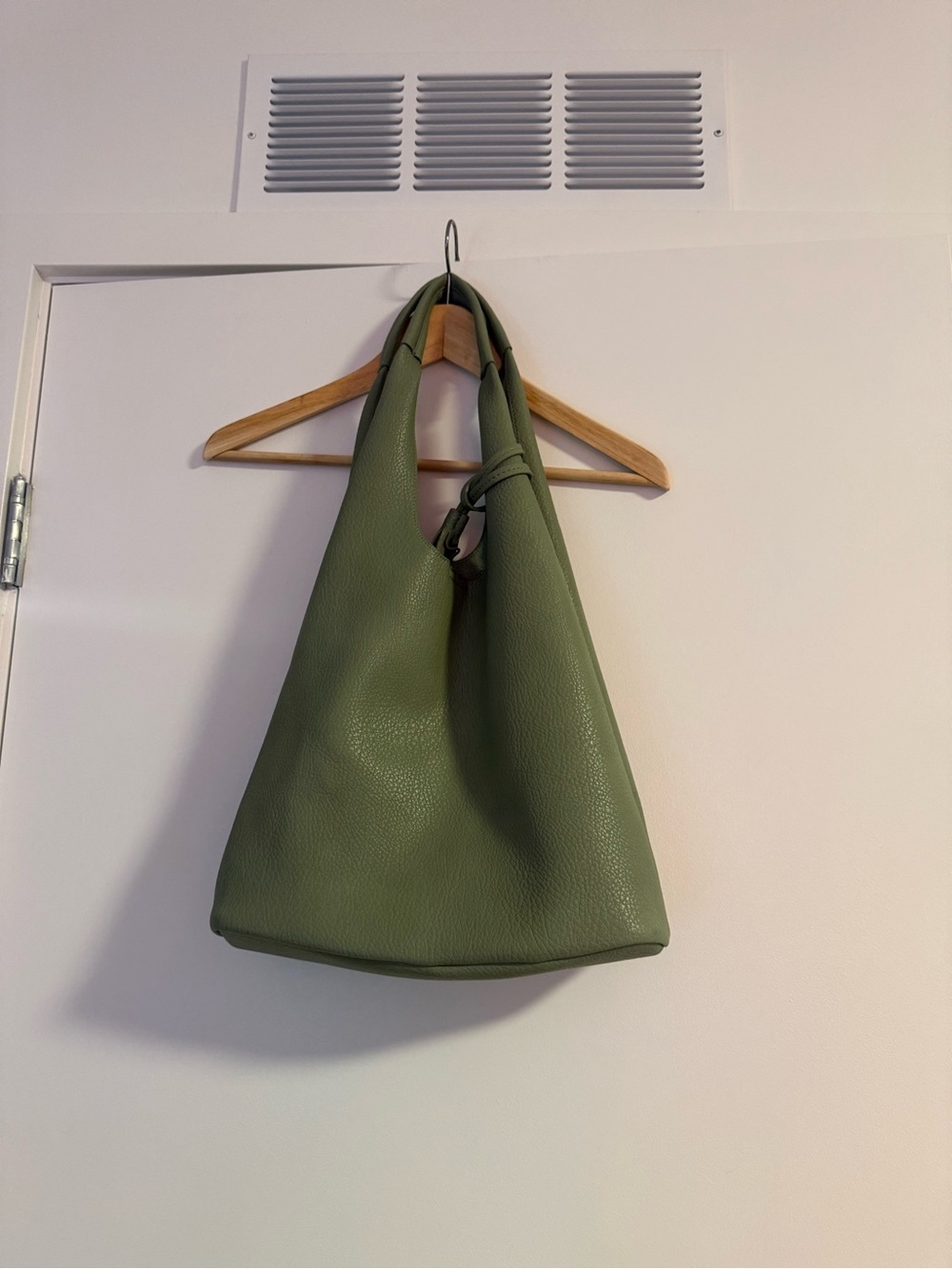 Olive Green Leather Shoulder Hobo Bag with wallet